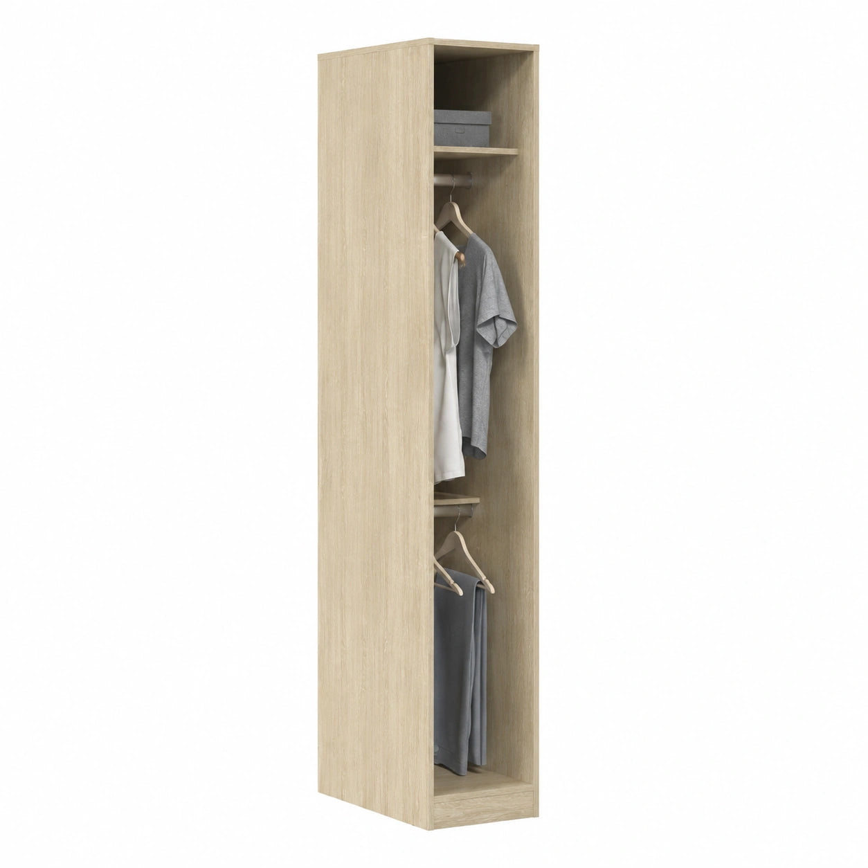 Armadio guardaroba in legno Sonoma, 200x50x30 cm, doppio scomparto, adatto per stanza da letto e corridoio, montaggio a parete sicuro