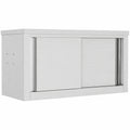 Credenza Cucina con Ante Scorrevoli in Acciaio Inox 120x40x50cm