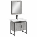Set Mobili Bagno Sonoma, 2 Pezzi, Grigio con Specchio e Ripiano in Legno e Acciaio