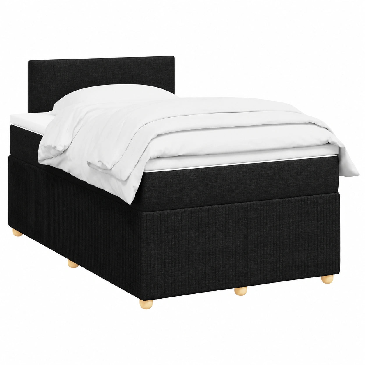 Letto matrimoniale 120x200 cm in tessuto nero con LED, completo di materasso e cuscino, stile contemporaneo per camera da letto e ospiti