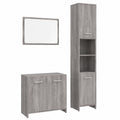 Set bagno 60 cm stile moderno con specchio e armadio alto salvaspazio