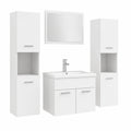 Mobile bagno moderno bianco con lavabo in ceramica e specchio, 60x38x46 cm, ampio spazio di stoccaggio, inclusi 2 armadi alti