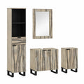 Set di mobili bagno in legno di mango, design moderno, marrone noce, con specchio e scaffale, ideale per spazi piccoli e grandi