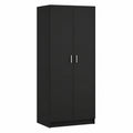 Guardaroba nero in legno con ante scorrevoli e asta appendiabiti, 80x52x180 cm