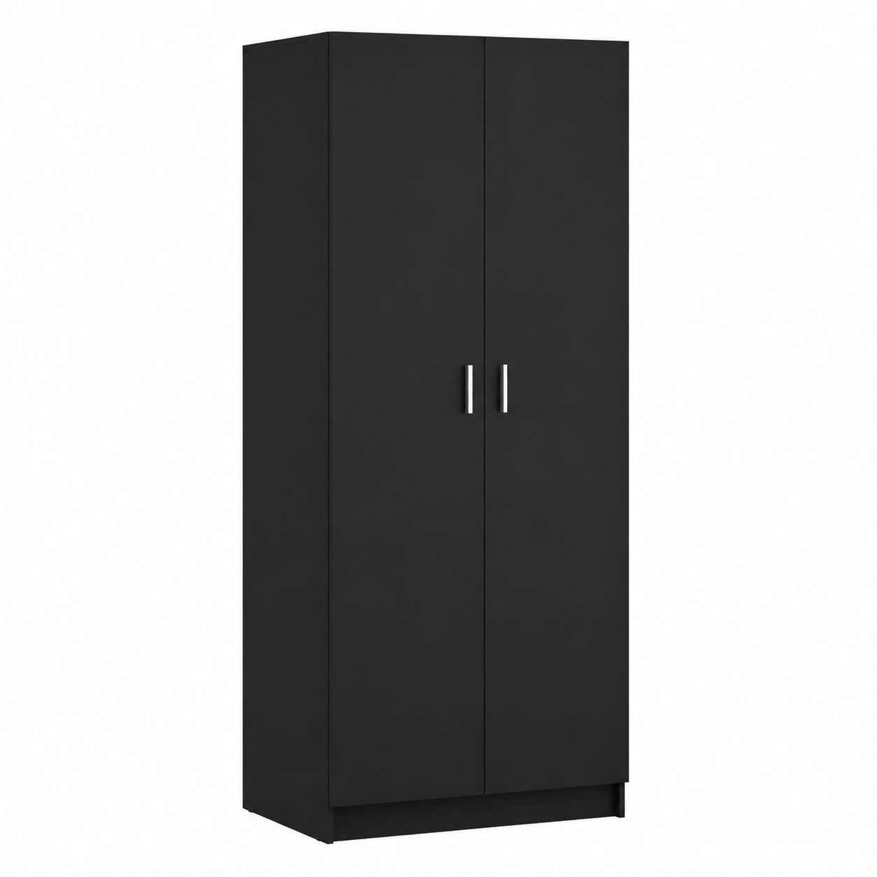 Guardaroba nero in legno con ante scorrevoli e asta appendiabiti, 80x52x180 cm