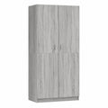 Armadio in legno Sonoma grigio con appendiabiti, 90x52x200 cm, ampio spazio di archiviazione per camera da letto, corridoio o spogliatoio, facile fissaggio a parete