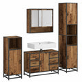 Set bagno moderno 3 pezzi: armadio specchio, mobile lavabo e grande armadio in legno