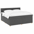 Letto Box Spring con Materasso, LED e Rivestimento Grigio Scuro 180x200 cm
