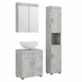 Armadi Bagno Moderni Tulum in Cemento Grigio con Specchio, 203 cm