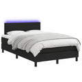 Letto Boxspring con Materasso e LED RGB, Testiera Regolabile, Set Completo 120x200 cm Nero