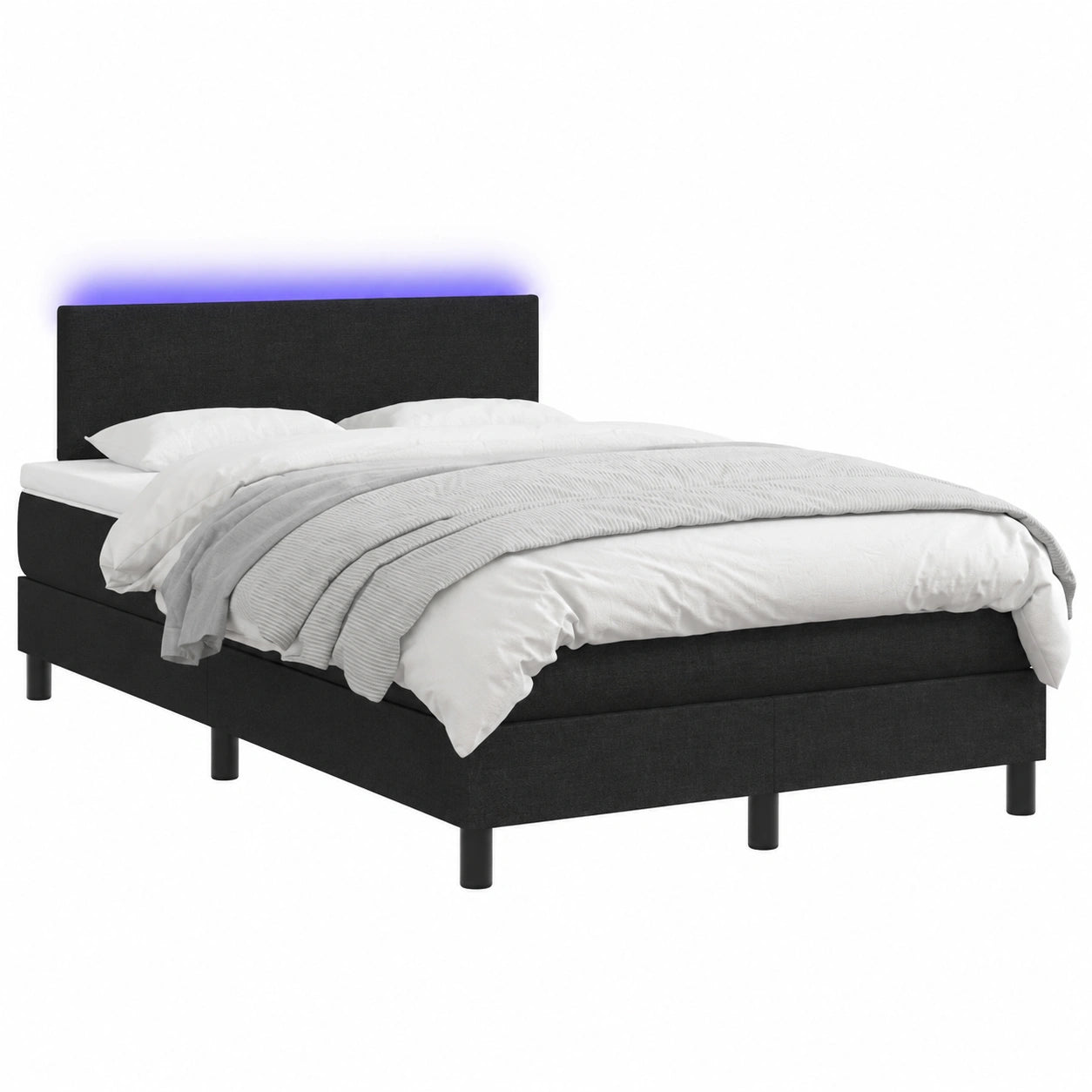 Letto Boxspring con Materasso e LED RGB, Testiera Regolabile, Set Completo 120x200 cm Nero