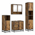 Set arredo bagno anticato in legno, 188,5 cm, con specchio e 5 ante, moderno e adatto a qualsiasi spazio