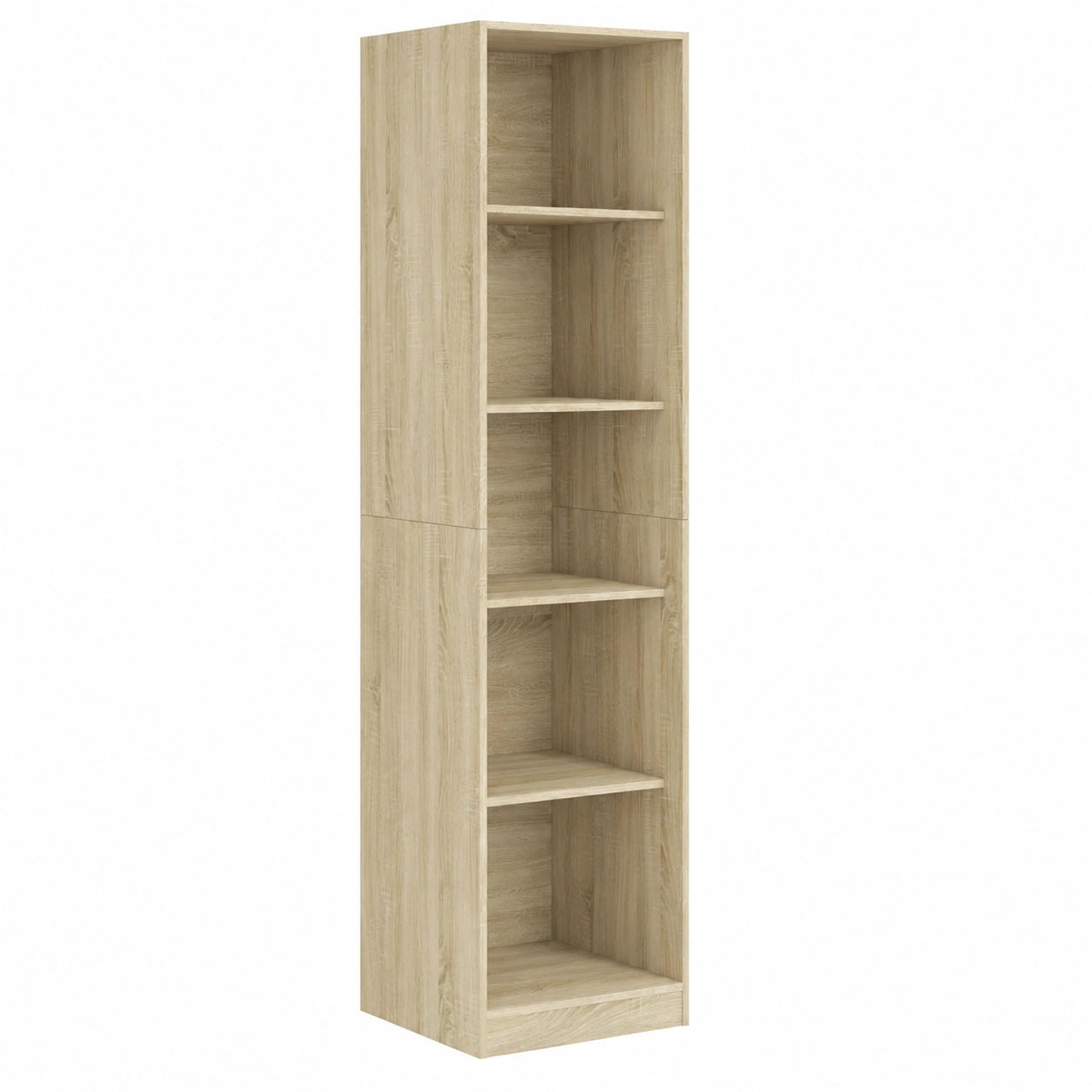 Guardaroba moderno in rovere Sonoma con ante scorrevoli, mensole e vano portaoggetti, 50x50x200 cm, ideale per camera da letto e corridoio