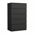 Cassettiera Moderna a 6 Cassetti per Camera da Letto, Multiuso in Legno, 60x40x119 cm, Colore Nero