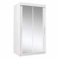 Armadio Tokyo 100 cm a Due Ante Scorrevoli con Specchio, Stile Moderno per Camera da Letto, Bianco Opaco