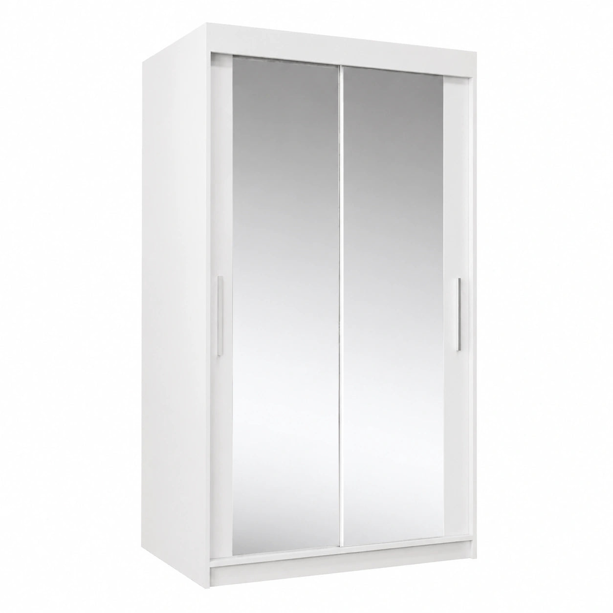 Armadio Tokyo 100 cm a Due Ante Scorrevoli con Specchio, Stile Moderno per Camera da Letto, Bianco Opaco