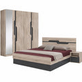 Arredo Camera Matrimoniale Moderna in Rovere e Grigio con Letto, Armadio e Comodini