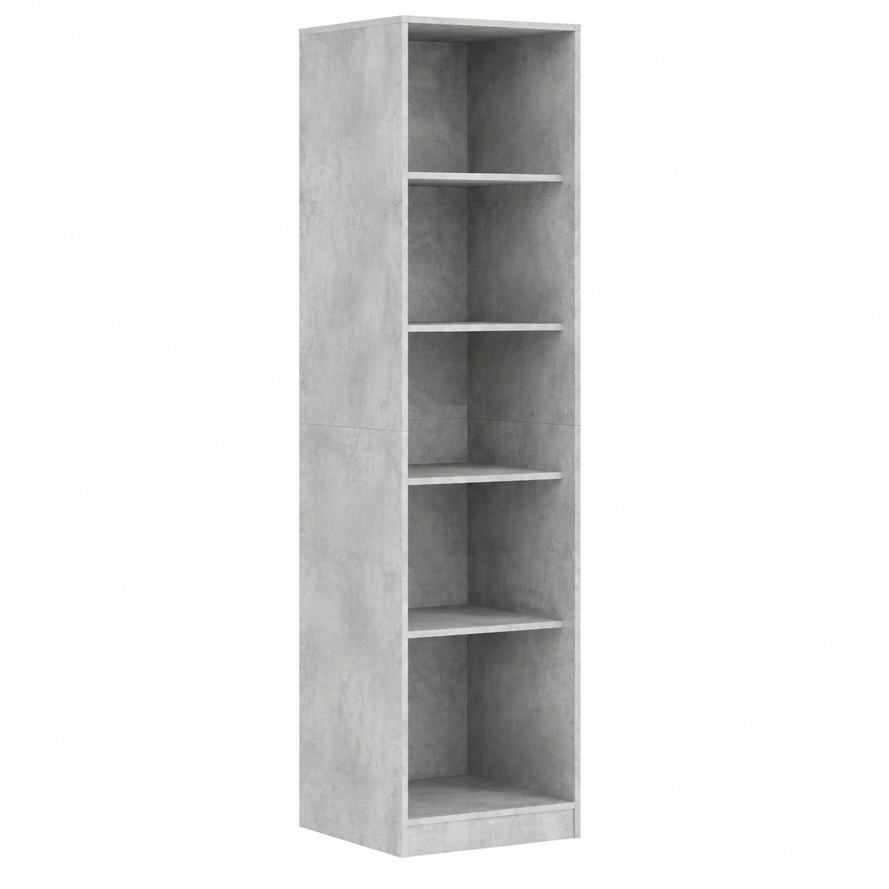 Guardaroba in legno con ante scorrevoli e ripiani, finitura cemento grigio, 50x50x200 cm, ideale per camera da letto e cameretta