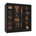 ABIKSMEBLE Armadio Moderno con Ante Scorrevoli, Ripiani e Vetro Fumè - Ideale per Camera da Letto o Soggiorno - 200x180x62 cm, Nero