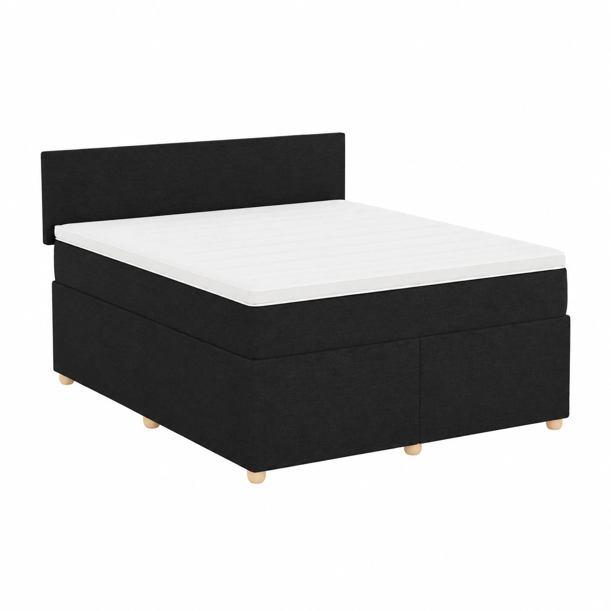 Letto Box Spring con Materasso, LED e Design Moderno, Nero 160x200 cm