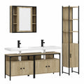 Arredo Bagno Contemporaneo con Specchio e Ripiani - Armadio Lavabo Piccolo e Grande – Mobile Rettangolare in Melammina per Ambienti Moderni