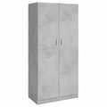 Guardia abiti in legno grigio cemento 90x52x200 cm con ante scorrevoli e specchio