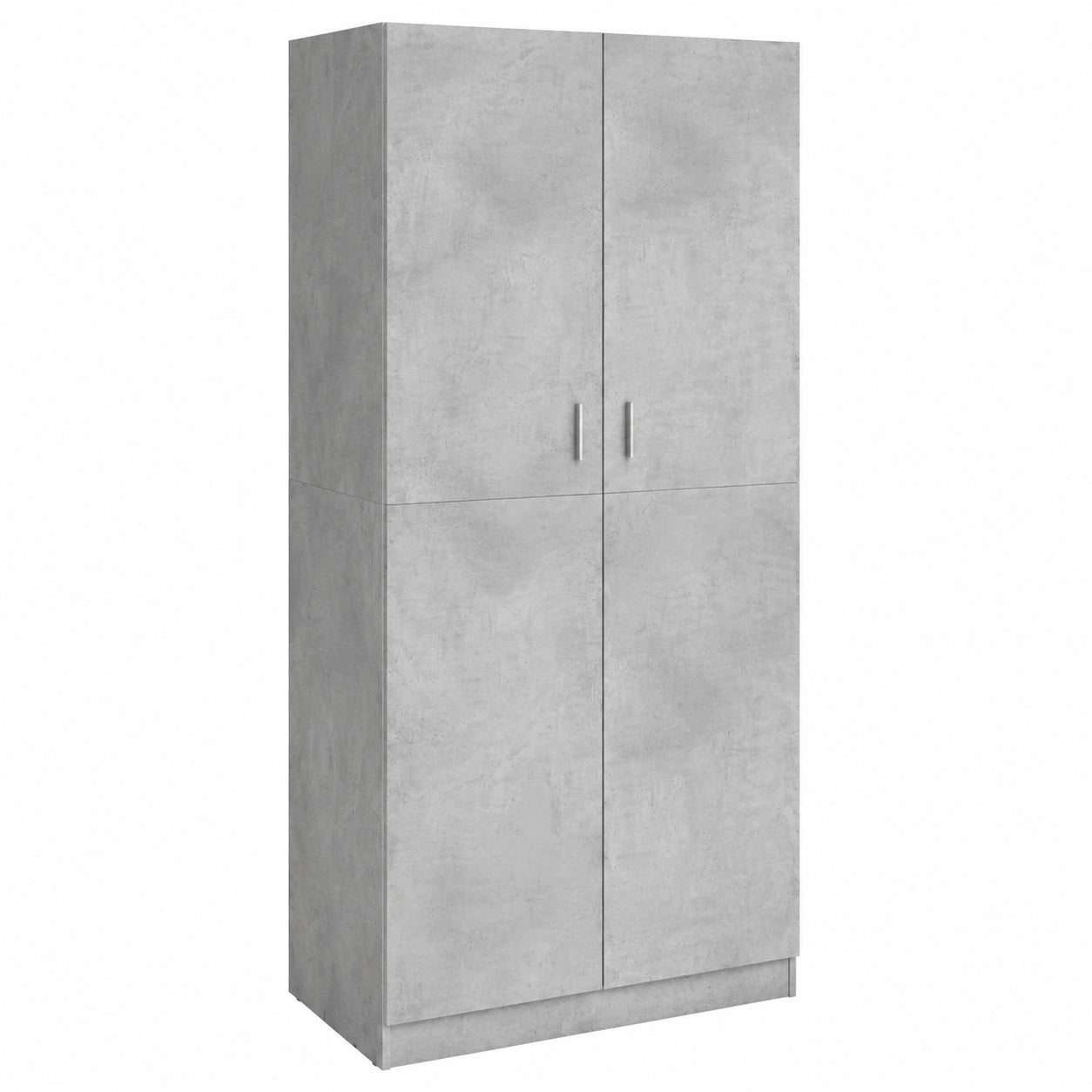 Guardia abiti in legno grigio cemento 90x52x200 cm con ante scorrevoli e specchio