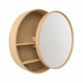 Armadio a Parete con Specchio Rotondo e Vano Trucco, Design Moderno per Bagno