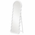 Specchio da Terra Irregolare con Cornice MDF, 160x50 cm, per Camera da Letto e Soggiorno, Bianco